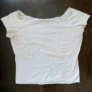 White Off-the-Shoulder T-Shirt